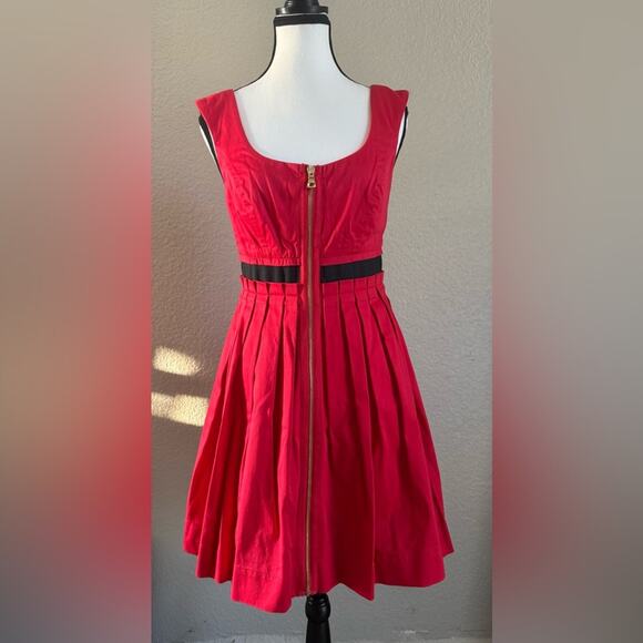 Guess Dresses & Skirts - Guess Red Front Zipper Pleated Dress | Approx Size S